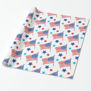 Patriotic USA flags Wrapping Paper