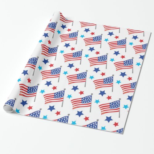 Patriotic USA flags Wrapping Paper