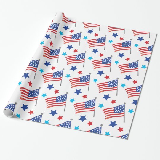 Patriotic USA flags Wrapping Paper | Zazzle.com