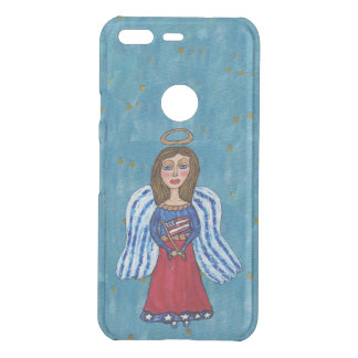 Patriotic USA Folk Art Angel Gold Stars Flag Uncommon Google Pixel Case
