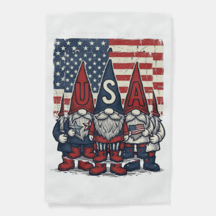 Patriotic USA Gnome Trio Vintage Vector Design_1 Garden Flag