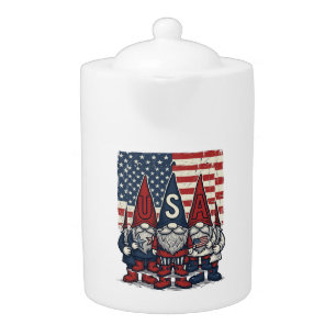 Patriotic USA Gnome Trio Vintage Vector Design_1 Teapot