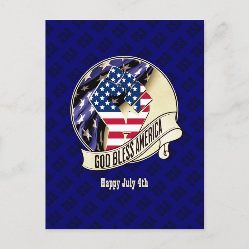 Patriotic USA God Bless America Postcard