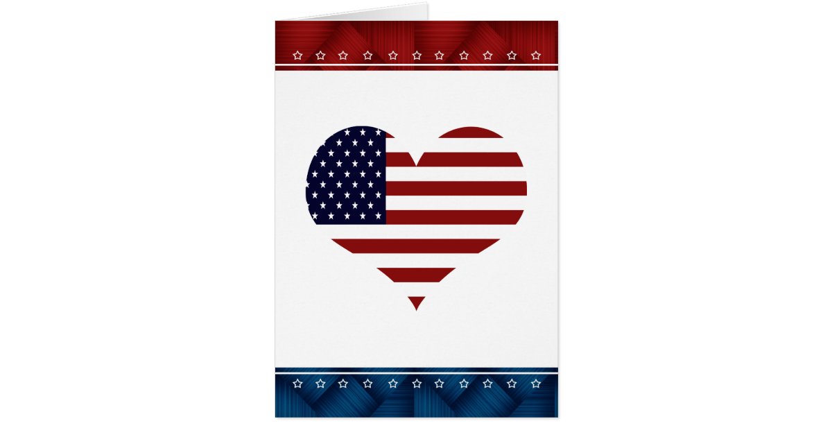 Patriotic USA Heart Blank Card | Zazzle