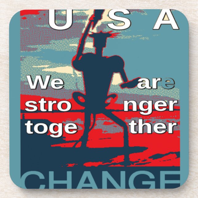 Patriotic USA Hope Graphic Art Print Design Beverage Coaster (Front)