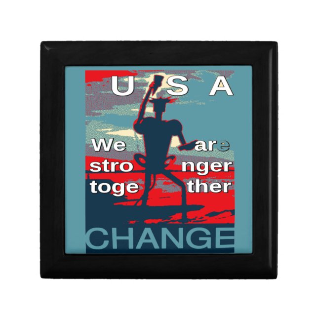 Patriotic USA Hope Graphic Art Print Design Keepsake Box (Front)