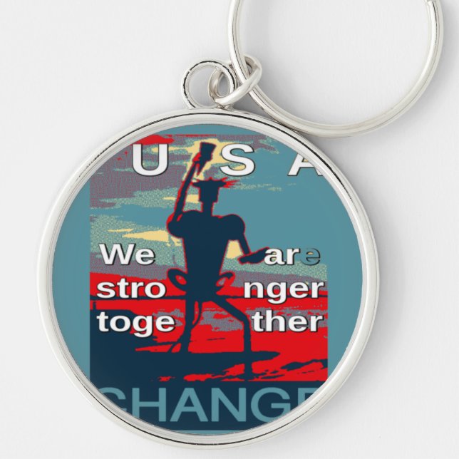 Patriotic USA Hope Graphic Art Print Design Keychain (Front)
