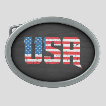 Patriotic USA in Red, White, and Blue Belt Buckle
