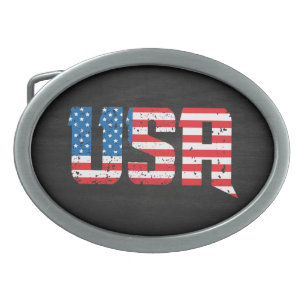 Patriotic USA in Red, White, and Blue Belt Buckle