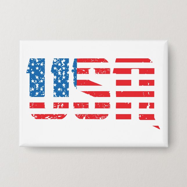 Patriotic USA in Red, White, and Blue Button (Front)