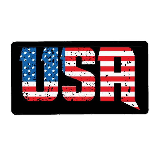 Patriotic USA in Red, White, and Blue Label (Front)