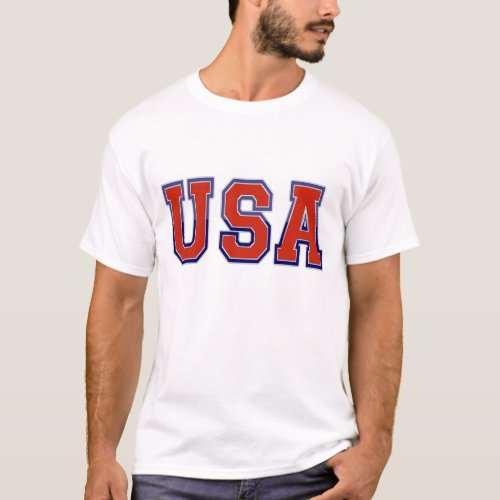 Patriotic USA in Red White and Blue T_Shirt