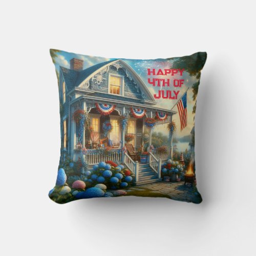 Patriotic USA Independence Day 4th of July  Throw Pillow