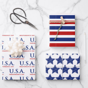Patriotic USA Independence Day Wrapping Paper Sheets