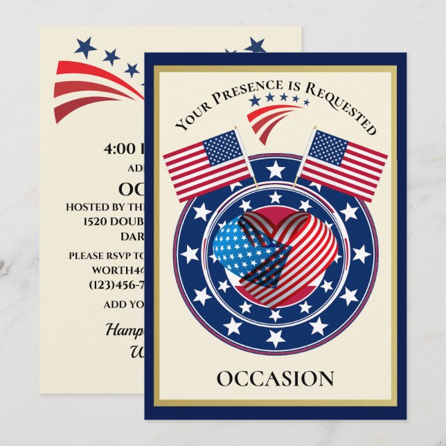 Patriotic USA  Invitation (Front/Back)