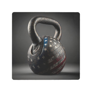 PATRIOTIC USA KETTLEBELL 001 METAL PRINT