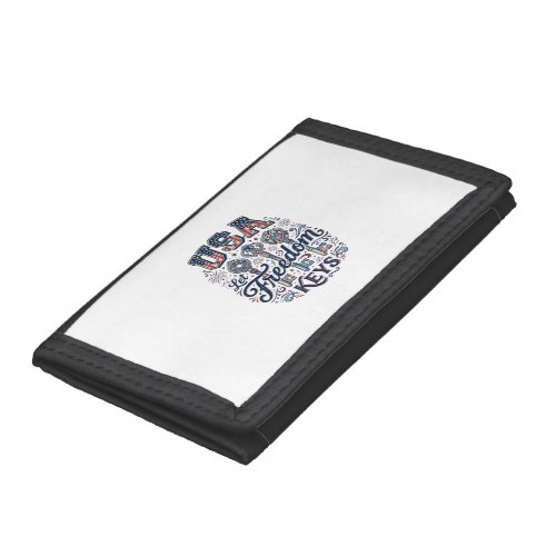 Patriotic USA Let Freedom Keys Vector Shirt Design Trifold Wallet