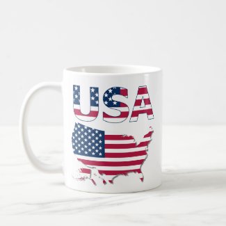 Patriotic USA Lettering & Map on Flag Political 