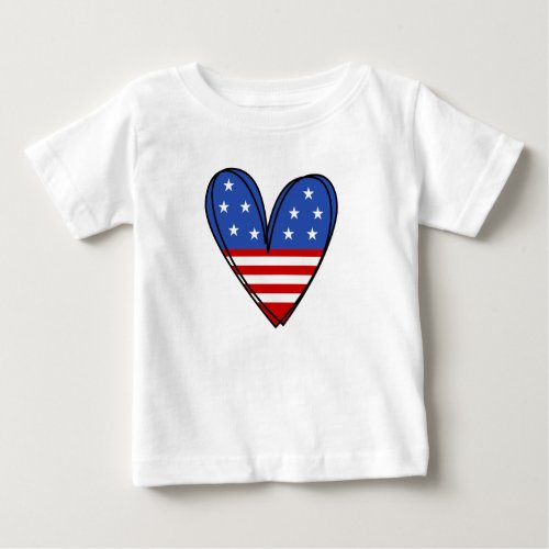 Patriotic USA Love Heart  Baby T_Shirt