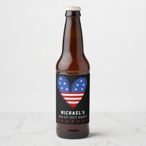 Patriotic USA Love Heart Beer Bottle Label