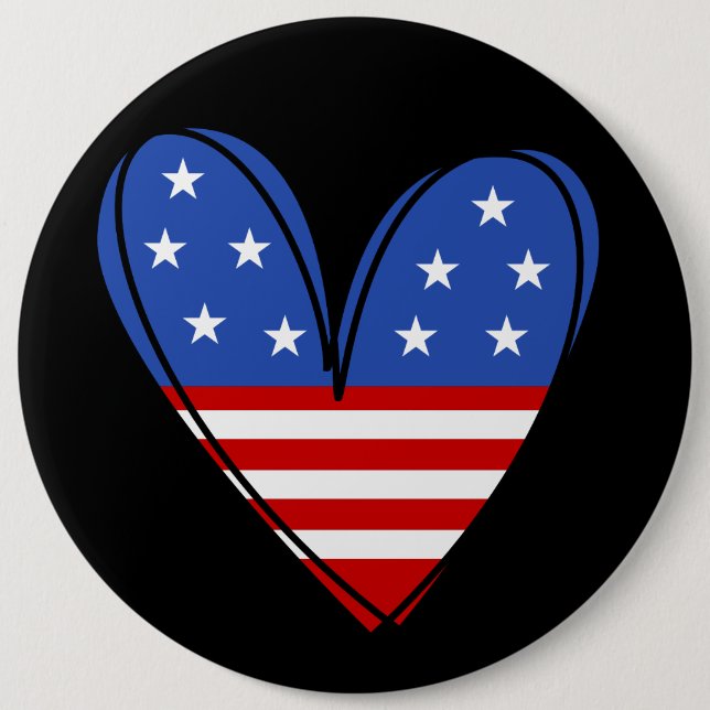Patriotic USA Love Heart  Button (Front)