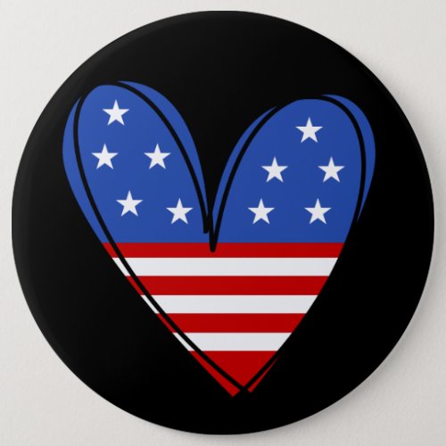 Patriotic USA Love Heart  Button