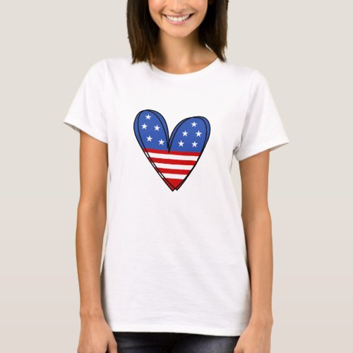 Patriotic USA Love Heart T_Shirt