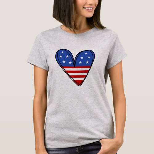 Patriotic USA Love Heart T_Shirt