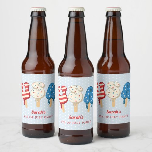 Patriotic USA Love Popsicle Beer Bottle Label