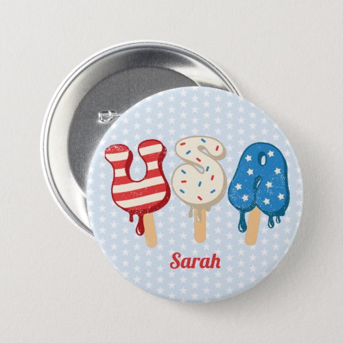 Patriotic USA Love Popsicle  Button