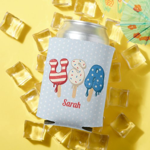 Patriotic USA Love Popsicle Summer Can Cooler