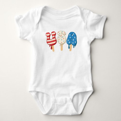 Patriotic USA Love Popsicle T_Shirt Baby Bodysuit