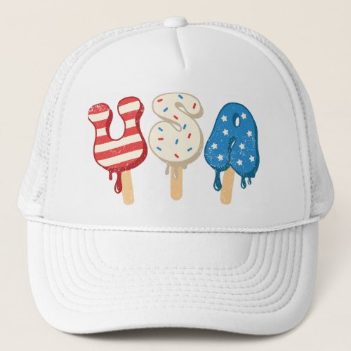 Patriotic USA Love Popsicle Trucker Hat