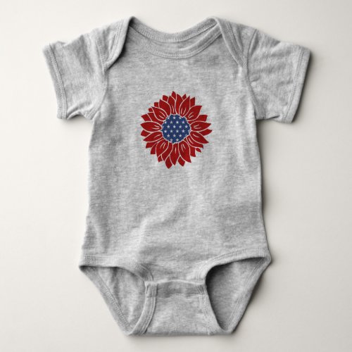 Patriotic USA Love Sunflower Baby Bodysuit