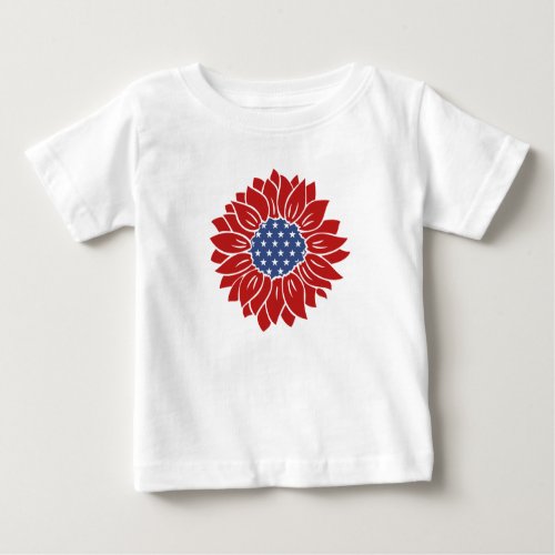 Patriotic USA Love Sunflower Baby T_Shirt