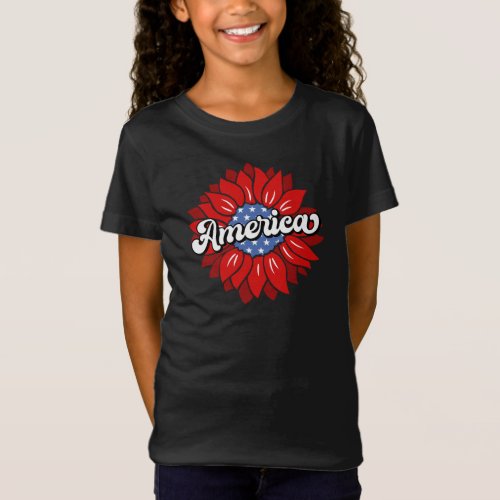 Patriotic USA Love Sunflower T_Shirt