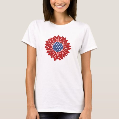 Patriotic USA Love Sunflower T_Shirt