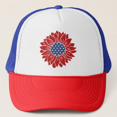 Patriotic USA Love Sunflower Trucker Hat