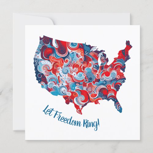 Patriotic USA Map Retro Groovy 4th of July Design Invitation
