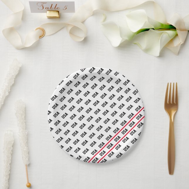 Patriotic USA Pattern Olympic Sports Fun Paper Plates (Wedding)