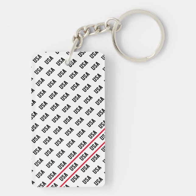 Patriotic USA Pattern Olympic Team Sports Fun Keychain (Back)