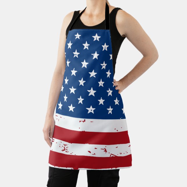 Patriotic USA Personalized Name American Flag Apron (Insitu)