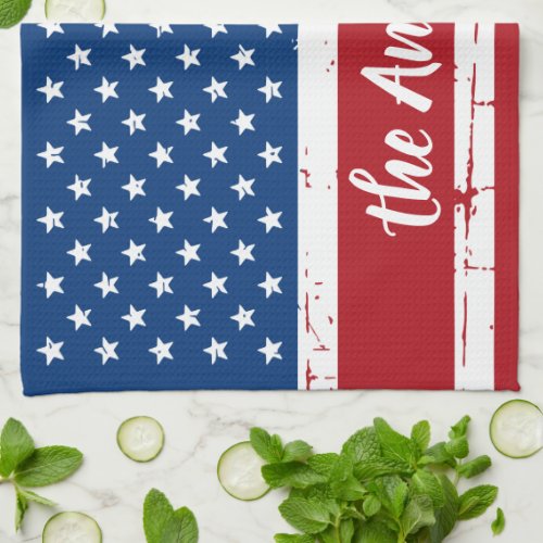 Patriotic USA Personalized Name American Flag Kitchen Towel