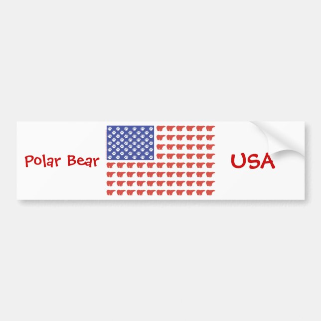 Patriotic USA Polar Bears Bumper Sticker (Front)