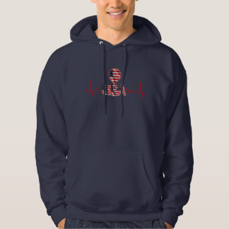 Patriotic usa Pride Heartbeat USA Flag Graphic Hoodie