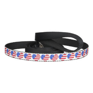 Patriotic USA Red Blue Flag Heart Love Dog Leash