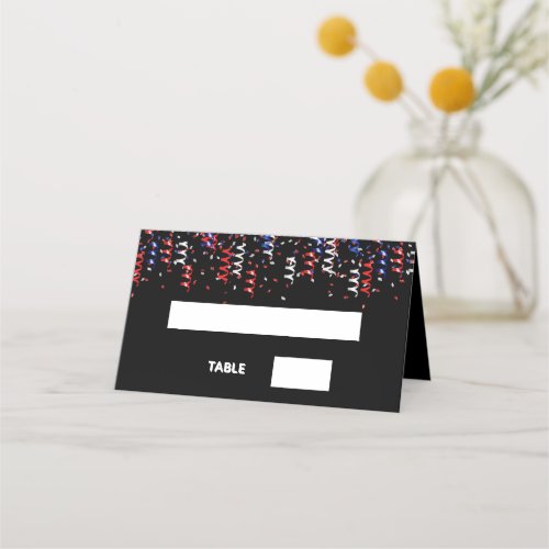 Patriotic USA red blue white black party Place Card