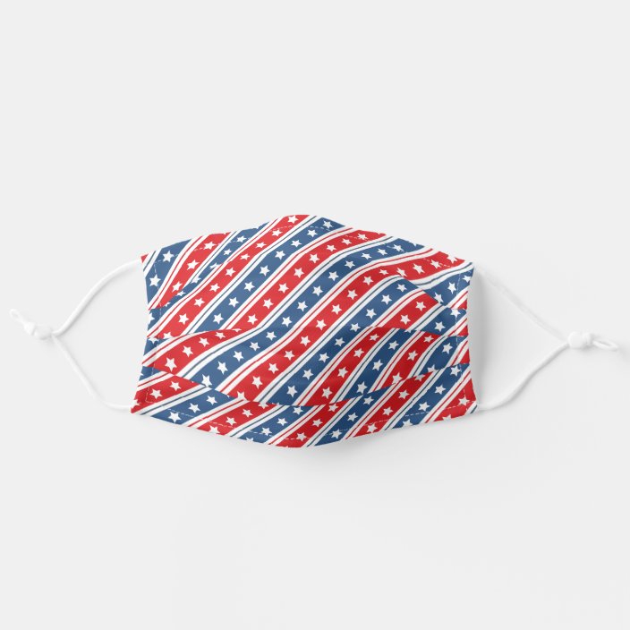 Patriotic USA Red Blue White Pattern Cloth Face Mask | Zazzle.com