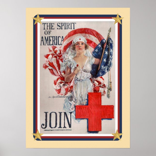 Patriotic USA - Red Cross Join Poster (Front)