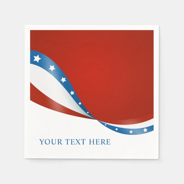 Patriotic USA Red White and Blue with Stars Napkins (Front)